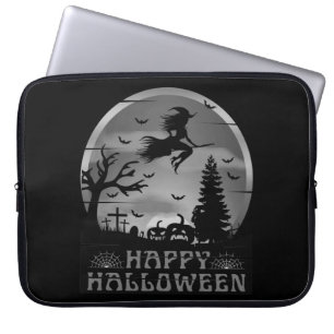 HALLOWEEN HEXEN FRIEDHOF SCHWARZ WEISS LAPTOPSCHUTZHÜLLE