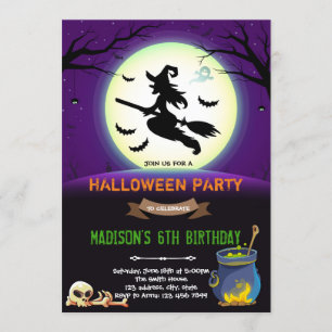 Halloween-Hexen-Geburtstagsfeier Einladung