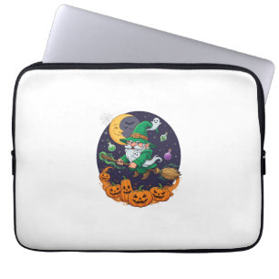 Halloween Hexen Gnom Besenstiel Kürbisse Mond Laptopschutzhülle