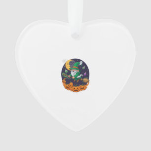 Halloween Hexen Gnom Besenstiel Kürbisse Mond Ornament