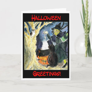 Halloween-Hexen-Grußkarte Karte