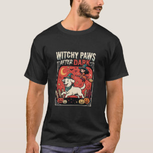 Halloween Hexen-Hund Mond T-Shirt