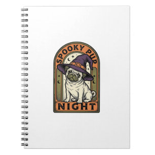 Halloween-Hexen-Hund Vintage-Stich-Shirt-Design Notizblock