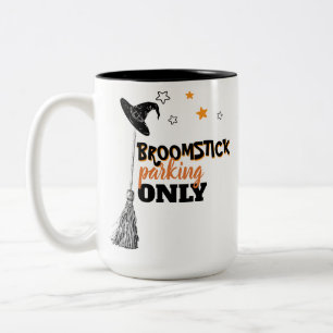 Halloween Hexen Kaffee Besenstiel Parkplatz Lustig Zweifarbige Tasse
