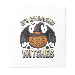 Halloween Hexen-Kürbis Vintage-Fledermaus-Shirt_1 Notizblock