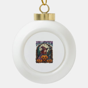 Halloween Hexen Kürbisse Mondphasen_1 Keramik Kugel-Ornament