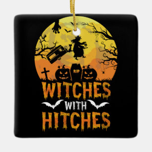 Halloween Hexen mit den Anhängern Camping Camper Keramikornament