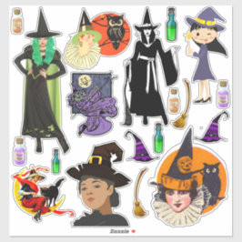 Halloween Hexen, modern und Vintag Aufkleber