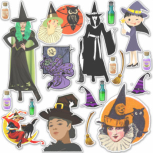 Halloween Hexen, modern und Vintag Aufkleber