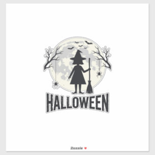 Halloween-Hexen-Mond-Vintage-Stich-Design_1 Aufkleber