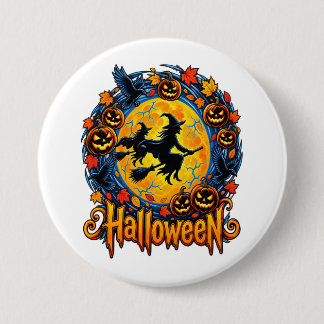 Halloween-Hexen Mondlicht Button