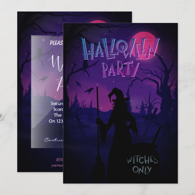 Halloween Hexen-Party Einladung (Vorne/Hinten)