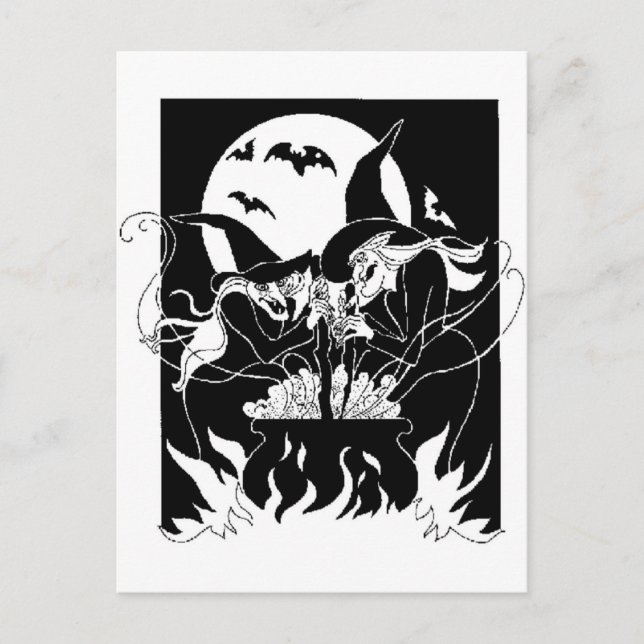 Halloween Hexen Postkarte (Vorderseite)
