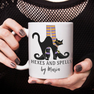 Halloween Hexen Schwarze Katze Cute Cute Skript Ka Kaffeetasse
