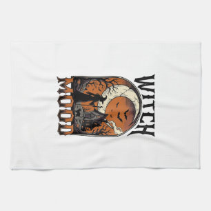 Halloween-Hexen-Shirt Vintage Geister-Mond-Design_ Geschirrtuch