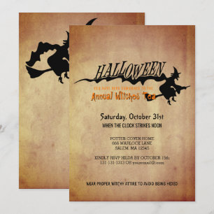 Halloween Hexen Tee-Party Vintage Papier schauen Einladung