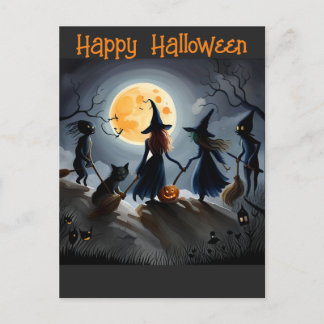 Halloween Hexen und Freunde Postkarte