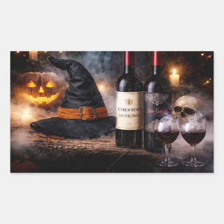 Halloween Hexen und Wein Halloween Rechteckiger Aufkleber