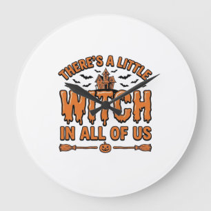 Halloween Hexen Zitat Vintage Vektor Design_1 Große Wanduhr