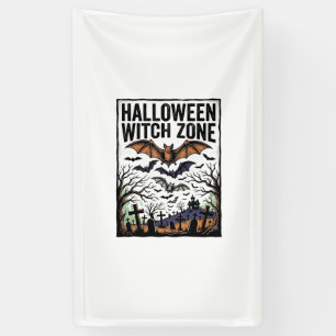 Halloween-Hexen-Zone Vintage-Friedhofs-Fledermäuse Banner