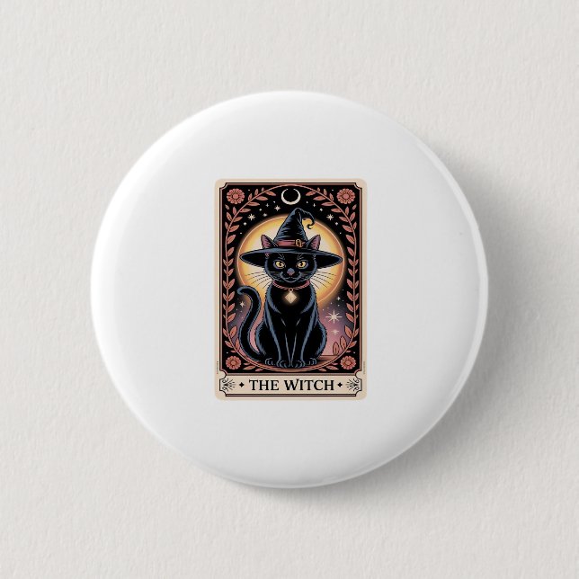Halloween Hexenaesthetic Cat Lovers Gothic Tarot Button (Vorderseite)