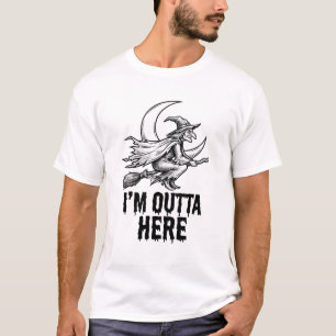 Halloween Hexenbesen Lustige Vintage-Gravur Desi T-Shirt