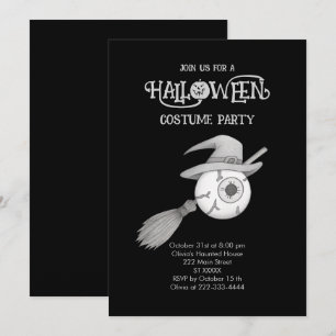 Halloween-Hexenbesen und beängstigendes Augenbraue Einladung