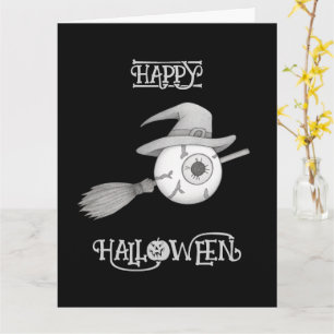 Halloween-Hexenbesen und beängstigendes Augenbraue Karte