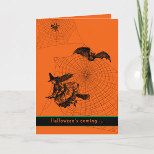 Halloween Hexenbespiele Beängstigend Orange Falten Karte