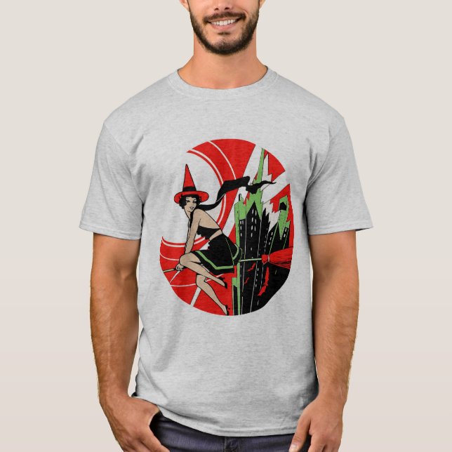 Halloween Hexenfliegen (Vintag) T-Shirt (Vorderseite)
