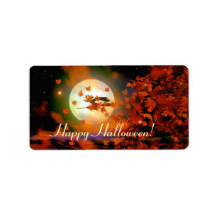 Halloween-Hexenflug Adressaufkleber