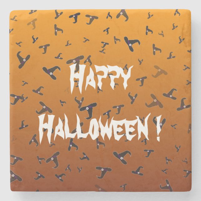 Halloween Hexenhats Steinuntersetzer (Vorderseite)