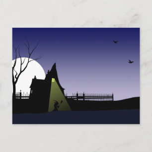 Halloween Hexenhaus Postkarte