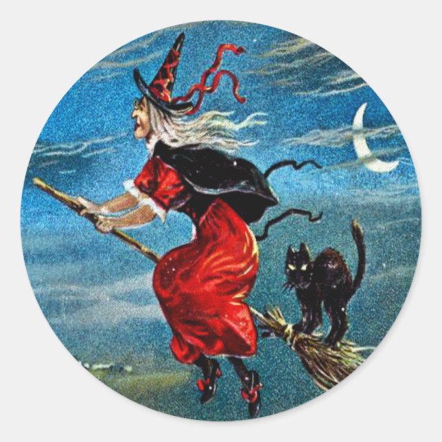 Hallowe'en Hexenhecker Runder Aufkleber (Vorderseite)