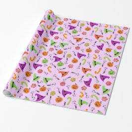 Halloween Hexenhut, Candy & Pumpkins 3 Geschenkpapier