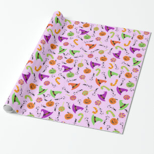 Halloween Hexenhut, Candy & Pumpkins 3 Geschenkpapier