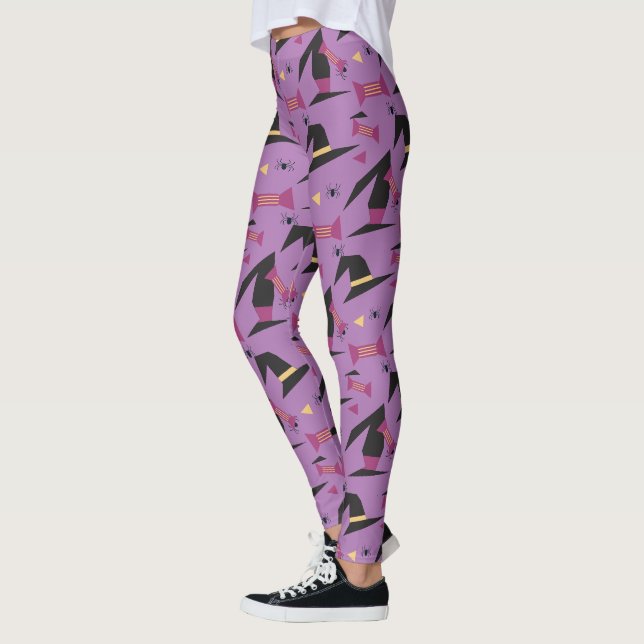 Halloween Hexenhut Candy Spider Lila Leggings (Links)