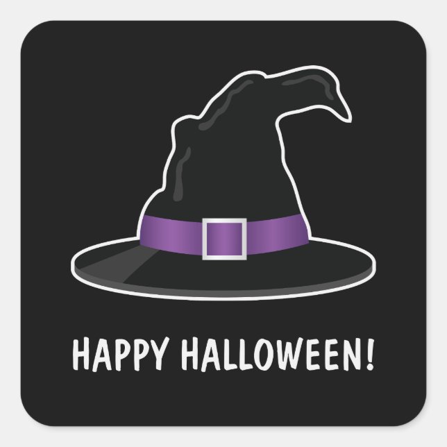 Halloween Hexenhut mit Lila und benutzerdefinierte Quadratischer Aufkleber (Vorderseite)
