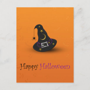 Halloween-Hexenhut mit Spinne Postkarte