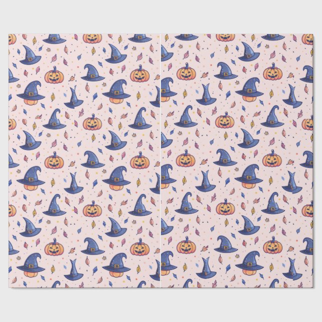 Halloween Hexenhut Pumpkin Wrapping Paper Geschenkpapier (Saum)