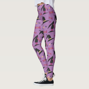 Halloween-Hexenhut-Süßigkeiten-Spinne-Lila-Legging Leggings