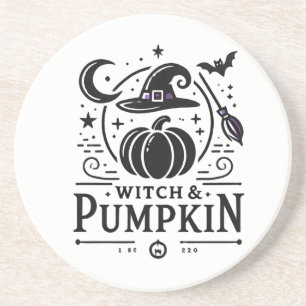 Halloween Hexenhut und Pumpkin Design Magic Art Getränkeuntersetzer