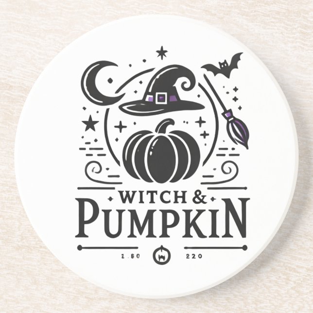 Halloween Hexenhut und Pumpkin Design Magic Art Getränkeuntersetzer (Vorne)