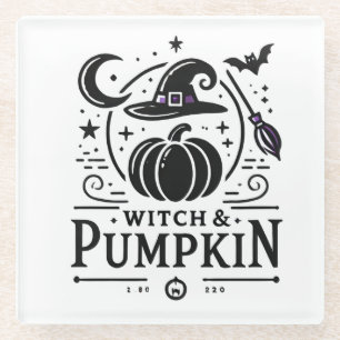 Halloween Hexenhut und Pumpkin Design Magic Art Glasuntersetzer