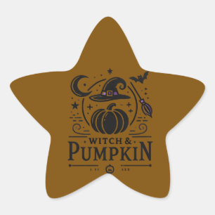 Halloween Hexenhut und Pumpkin Design Magic Art Stern-Aufkleber