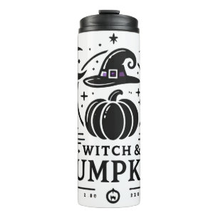 Halloween Hexenhut und Pumpkin Design Magic Art Thermosbecher