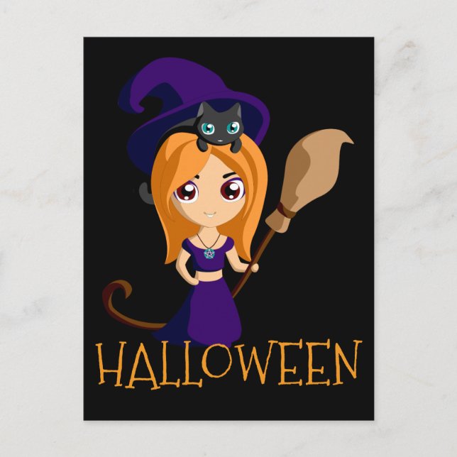 Halloween Hexenkarte Postkarte (Vorderseite)