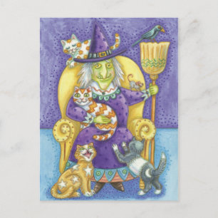 Halloween Hexenkarte Postkarte