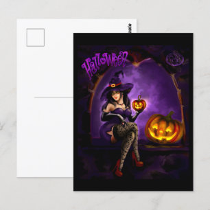 Halloween-Hexenkarte Postkarte