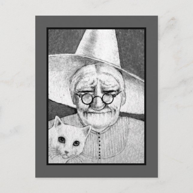 Halloween Hexenkarte Postkarte (Vorderseite)
